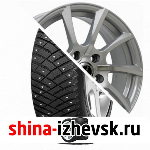Колесо в сборе Goodyear Ultra Grip Ice Arctic 215/60 R16 T 99 + X-Race AF14 6.5xR16 5×114.3 ET45 DIA60.1 Серебристый полностью полированный в Ижевске